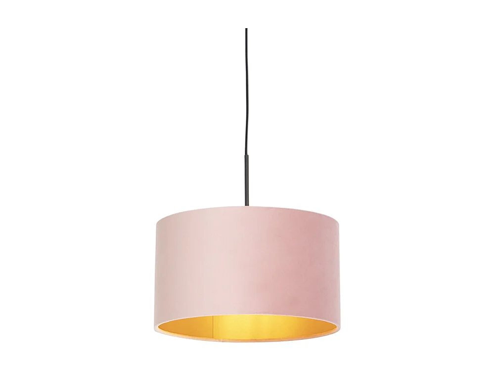 Suspension avec abat-jour en velours rose et or 35 cm - Combi