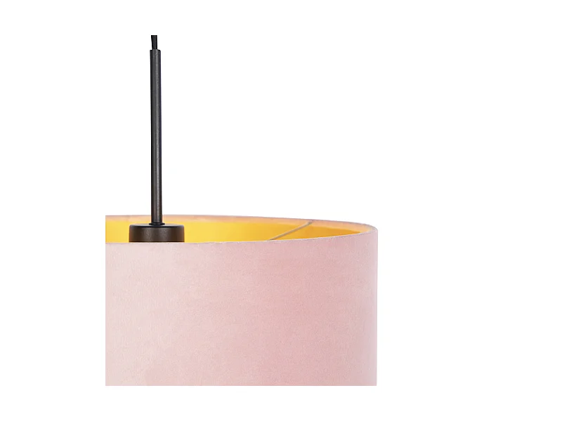 Suspension avec abat-jour en velours rose et or 35 cm - Combi