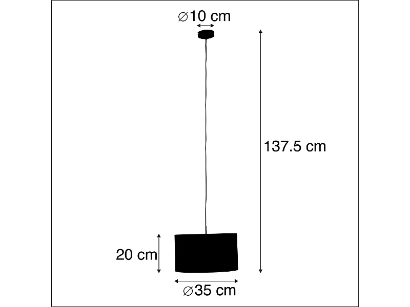 Suspension avec abat-jour en velours rose et or 35 cm - Combi