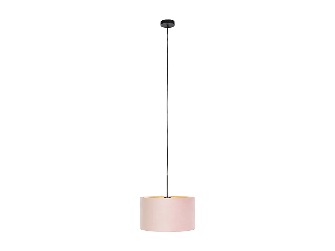 Suspension avec abat-jour en velours rose et doré 35 cm - Combi