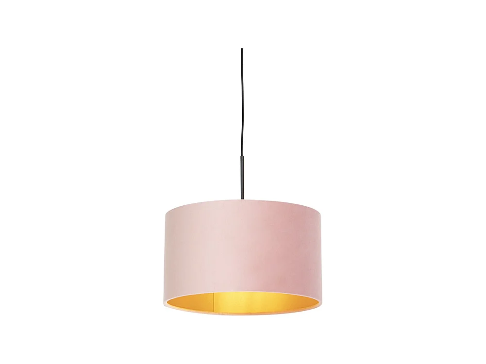 Suspension avec abat-jour en velours rose et or 35 cm - Combi
