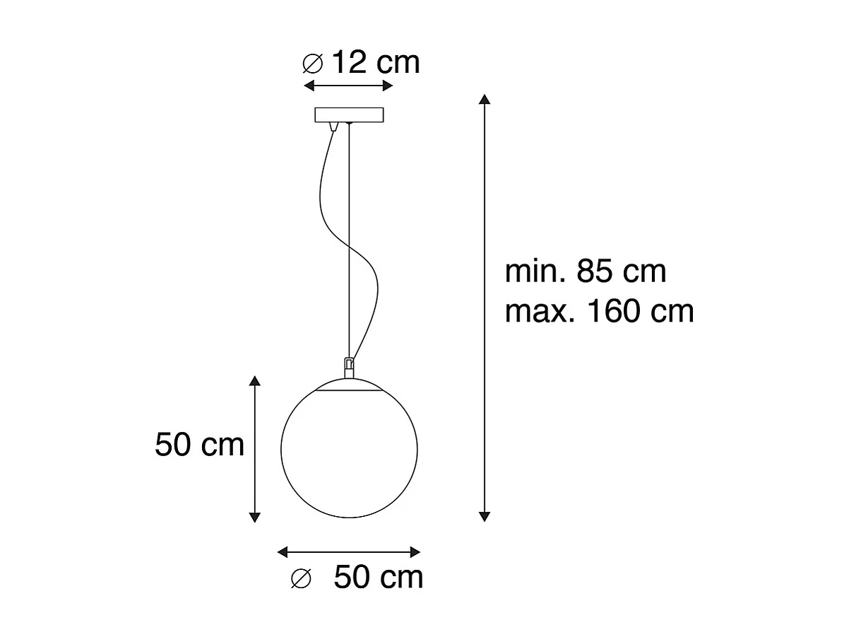 Suspension scandinave en verre opale 50 cm - Ball 50
