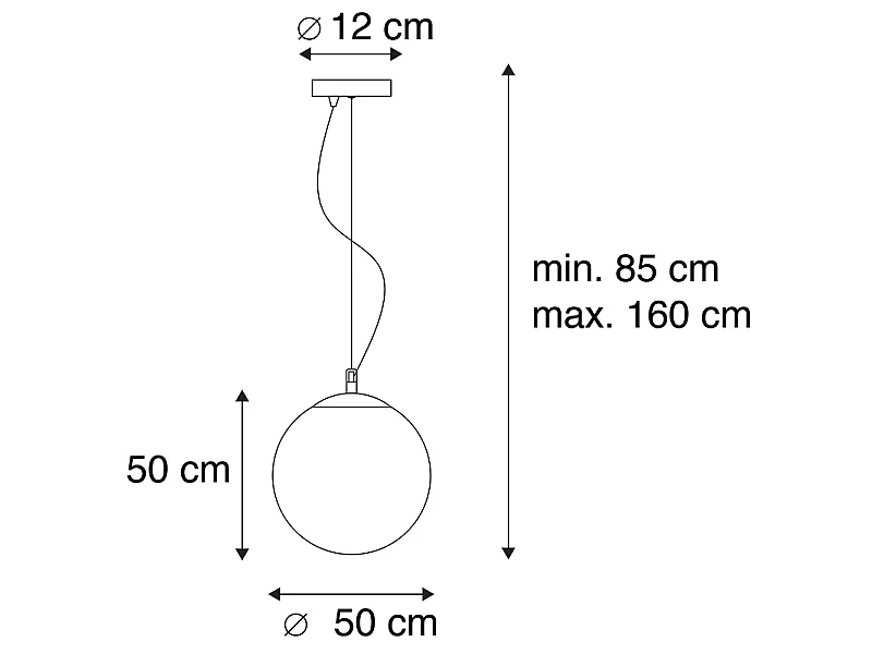 Suspension scandinave en verre opale 50 cm - Ball 50