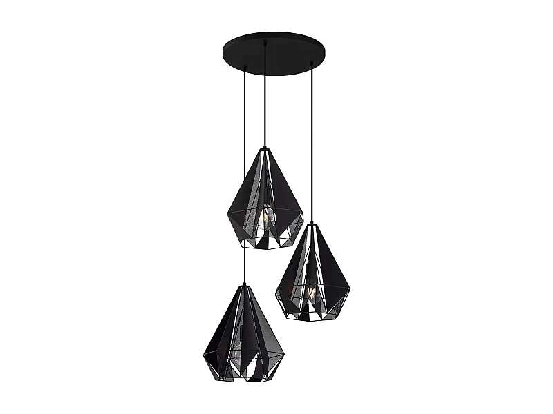 Lampe à suspension industrielle noire avec maille 3 lumières - Carcass