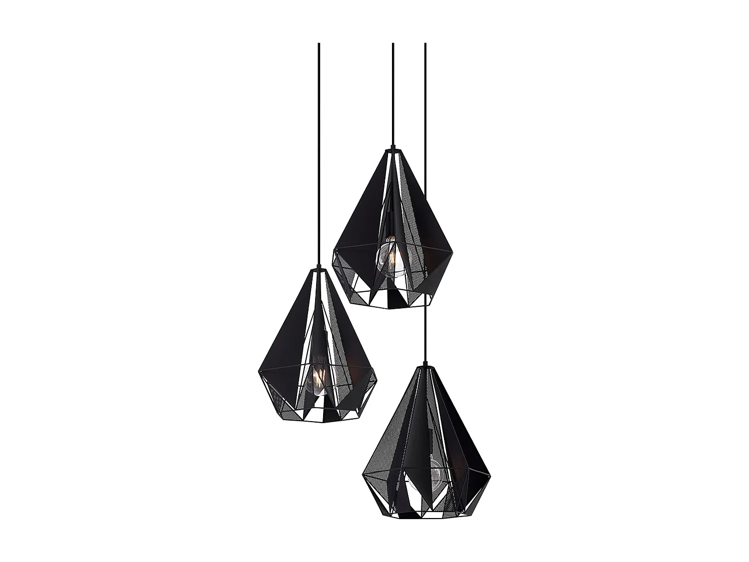 Lampe à suspension industrielle noire avec maille 3 lumières - Carcass