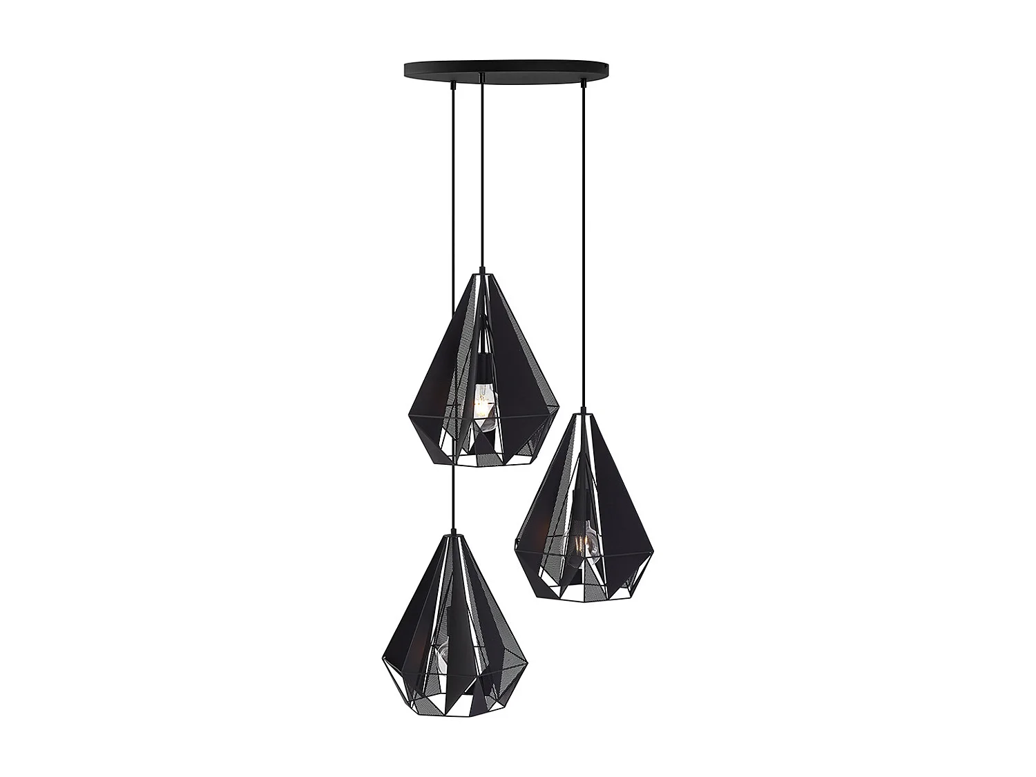 Lampe à suspension industrielle noire avec maille 3 lumières - Carcass