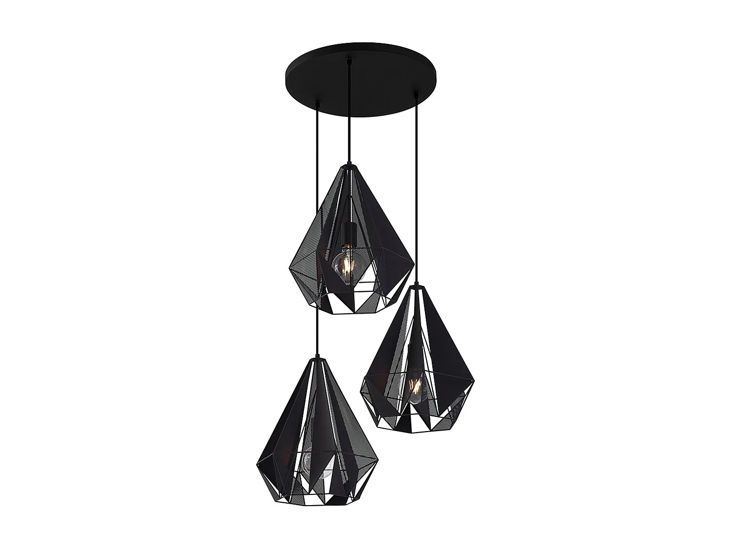 Lampe à suspension industrielle noire avec maille 3 lumières - Carcass