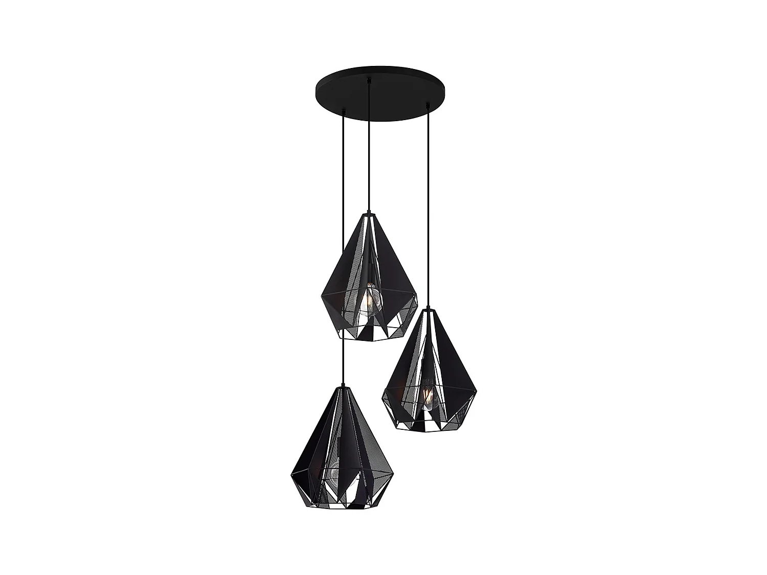 Lampe à suspension industrielle noire avec maille 3 lumières - Carcass
