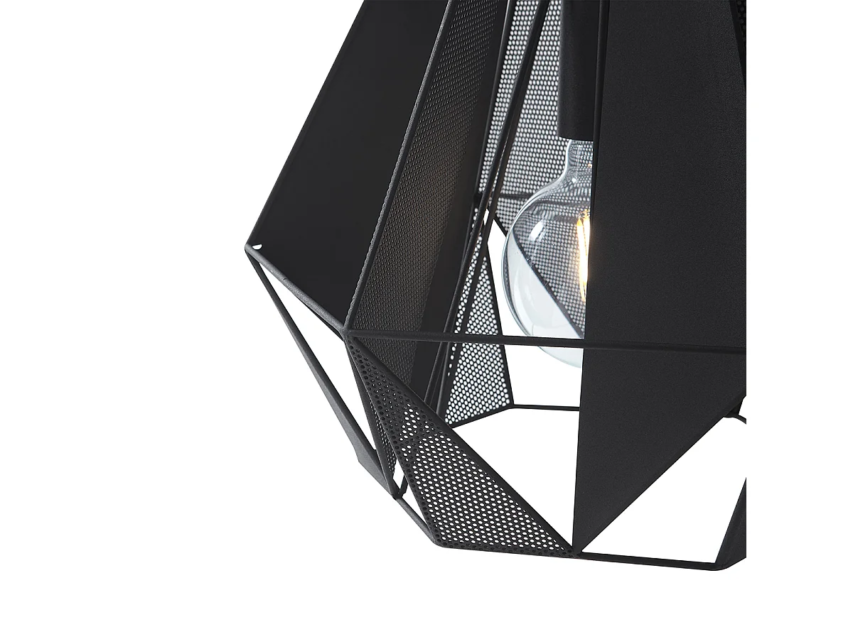 Suspension industrielle noire avec grille 3 lumières - Carcass