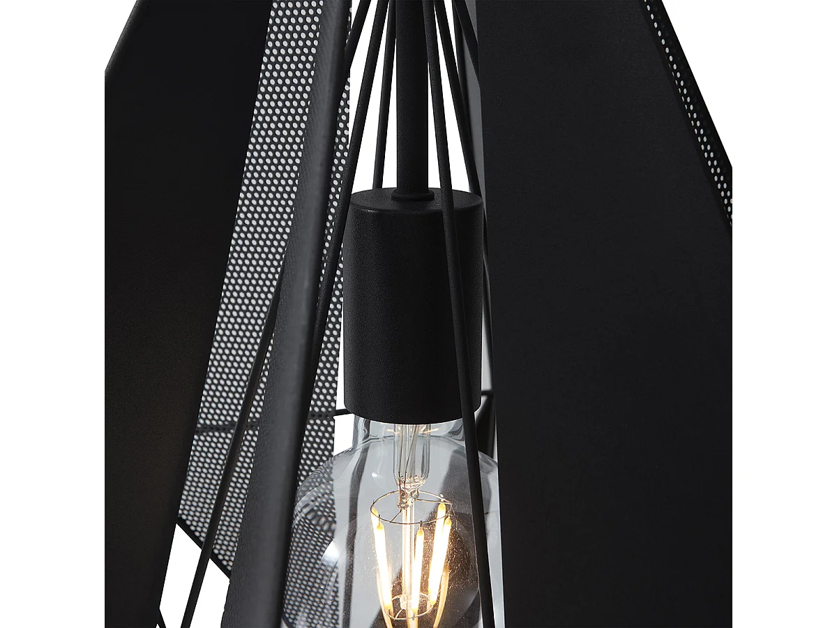 Suspension industrielle noire avec grille 3 lumières - Carcass
