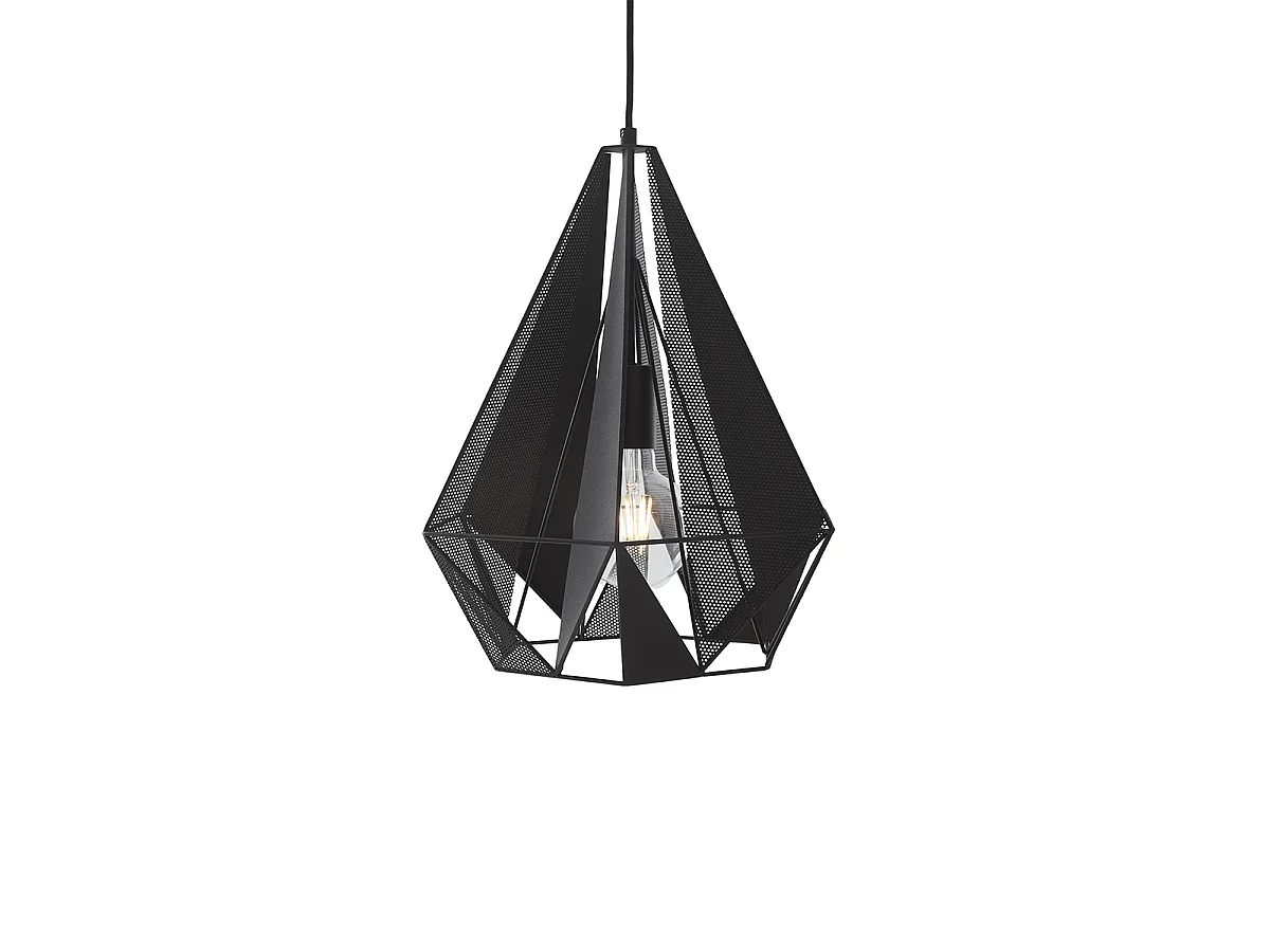 Suspension industrielle noire avec grille 3 lumières - Carcass