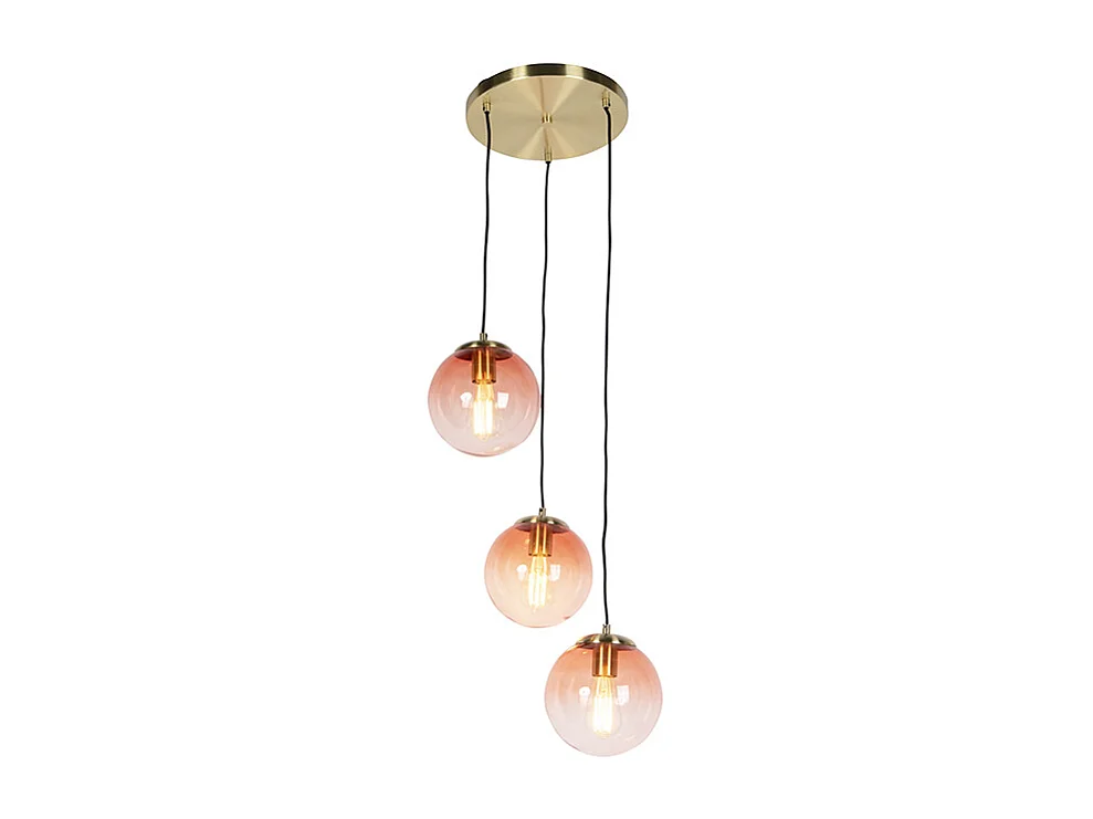 Suspension Art Déco en laiton 45 cm - Rose pâle - PALLON