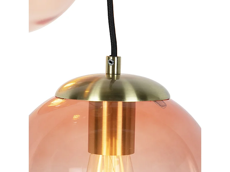 Suspension Art Déco en laiton 45 cm - Rose pâle - PALLON