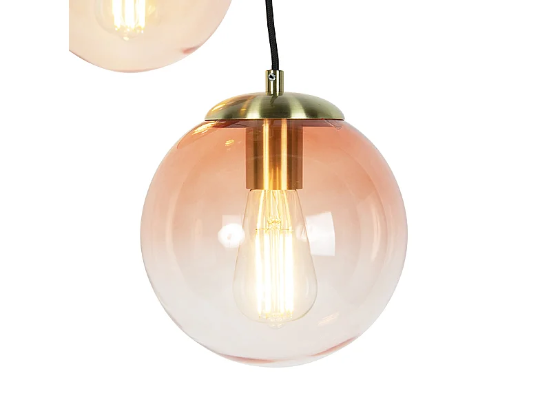 Suspension Art Déco en laiton 45 cm - Rose pâle - PALLON