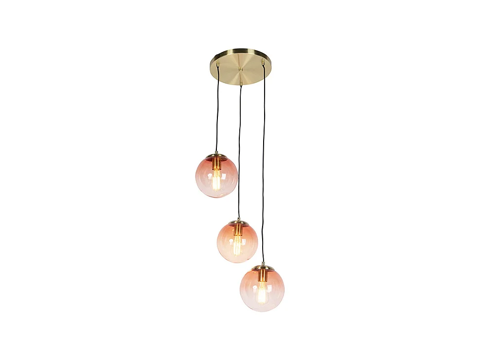 Suspension Art Déco en laiton 45 cm - Rose pâle - PALLON