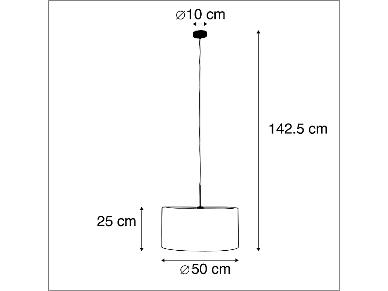 Suspension moderne noire avec abat-jour blanc 50 cm - Combi 1