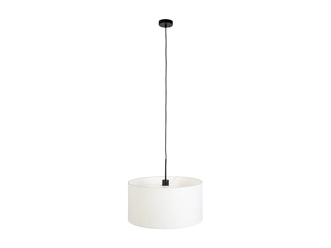 Suspension moderne noire avec abat-jour blanc 50 cm - Combi 1