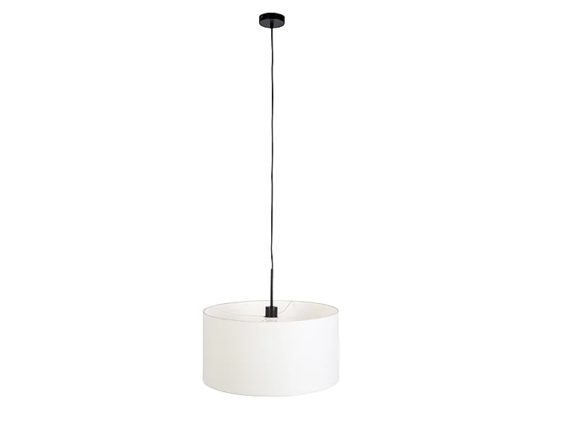 Suspension moderne noire avec abat-jour blanc 50 cm - Combi 1