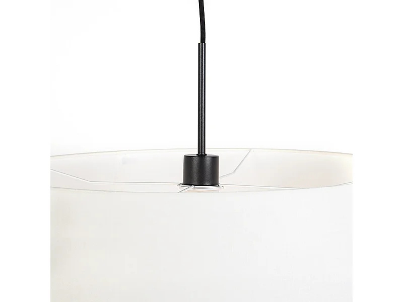 Suspension moderne noire avec abat-jour blanc 50 cm - Combi 1