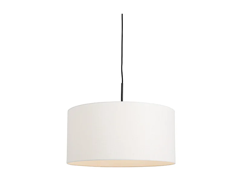 Suspension moderne noire avec abat-jour blanc 50 cm - Combi 1