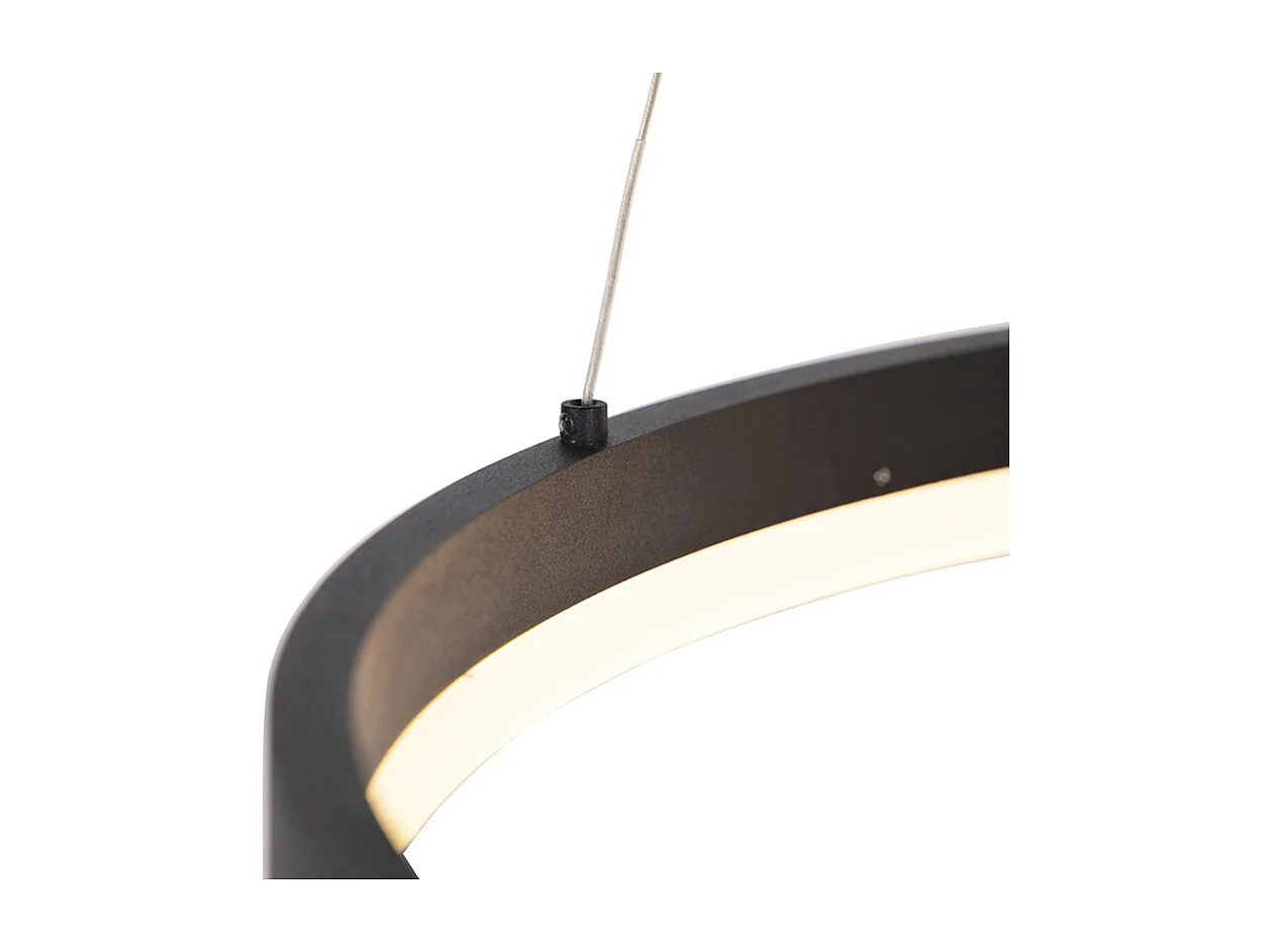 Suspension design noire 60 cm avec LED à 3 niveaux de luminosité - Anello