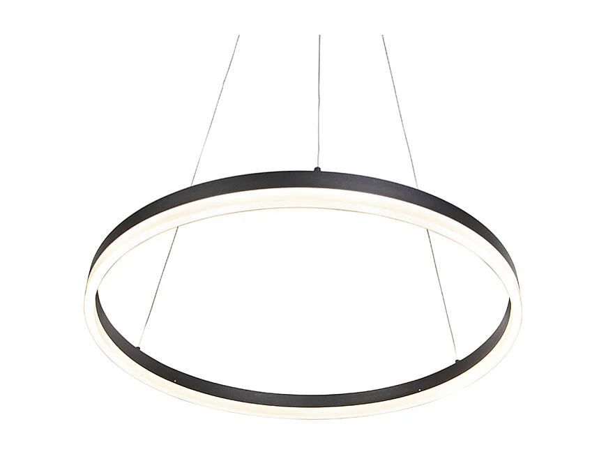 Suspension design noire 60 cm avec LED à 3 niveaux de luminosité - Anello