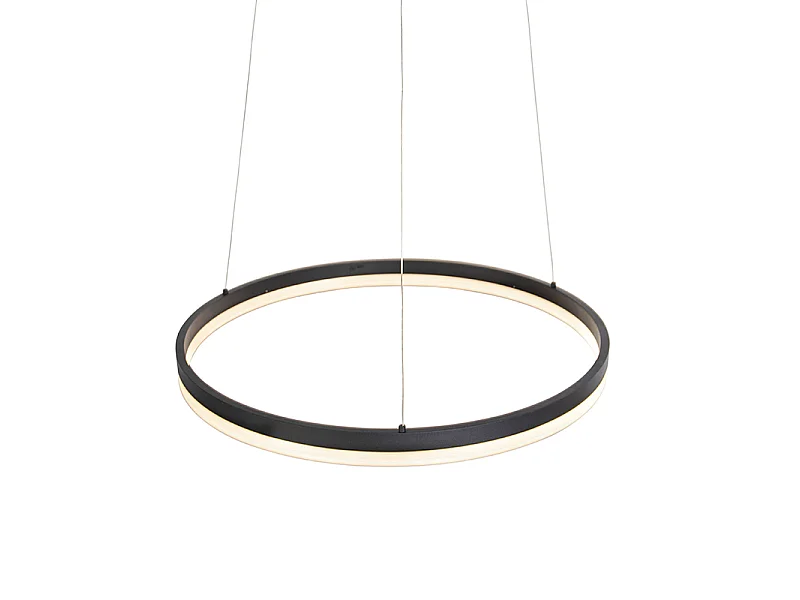 Suspension design noire 60 cm avec LED à 3 niveaux de luminosité - Anello