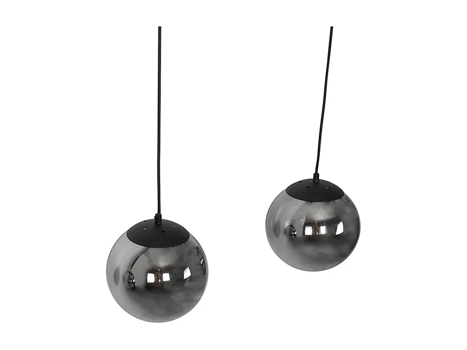 Suspension Art Déco noire et verre fumé 3 lumières - Pallon