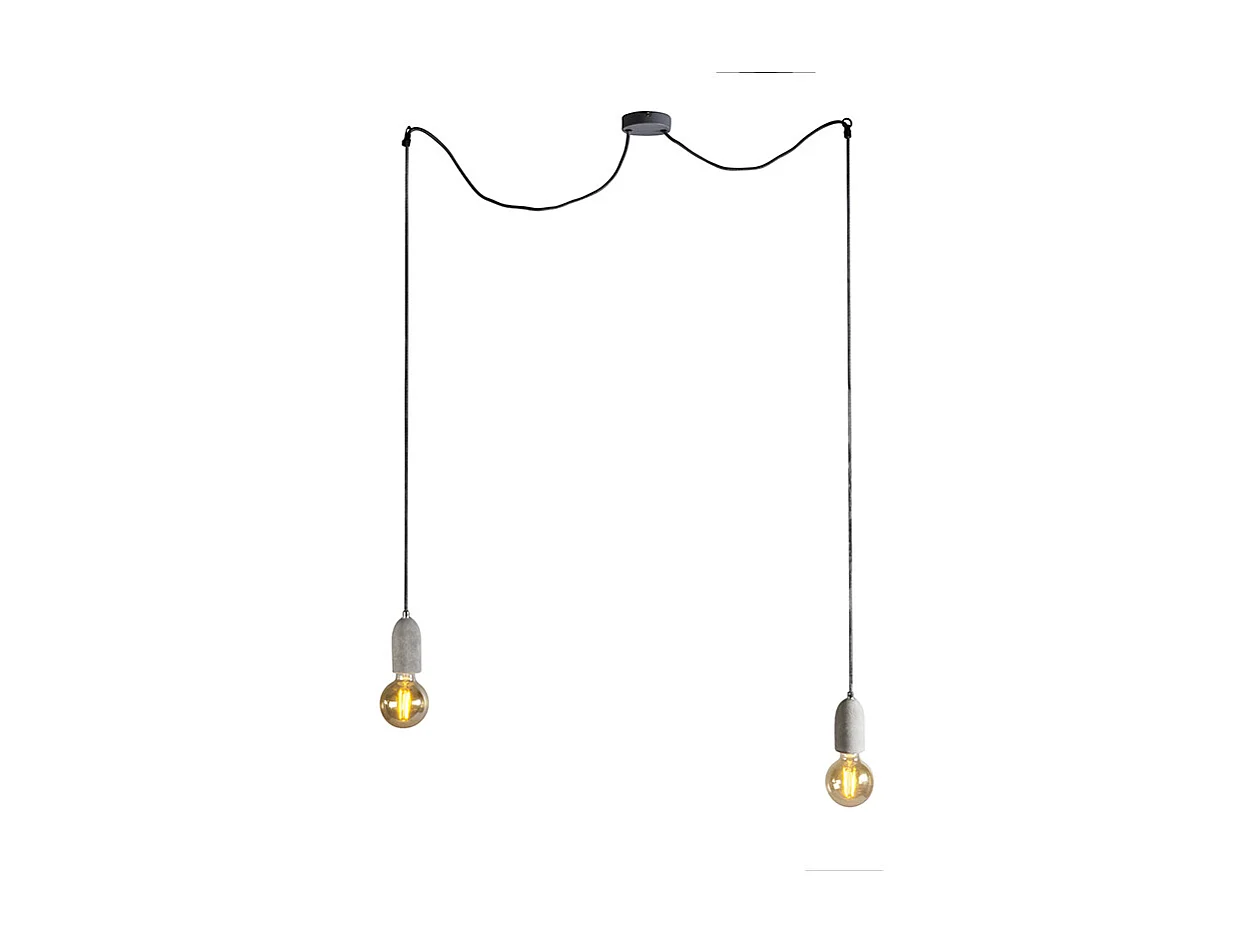 Suspension industrielle béton 2 lumières - Cava 2