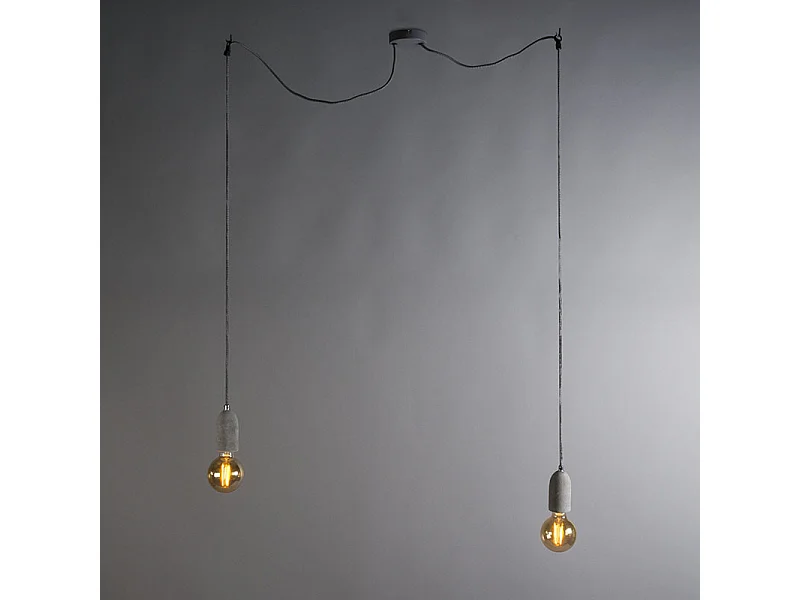 Suspension industrielle béton 2 lumières - Cava 2