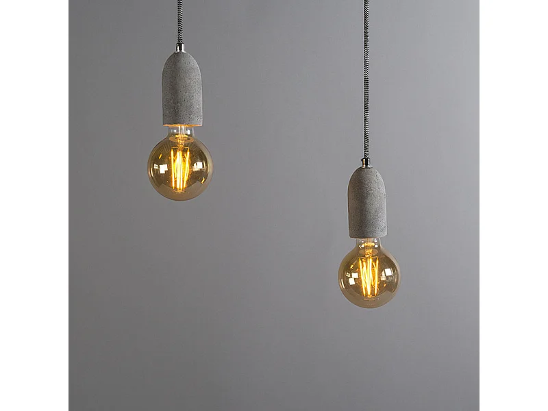 Suspension industrielle béton 2 lumières - Cava 2