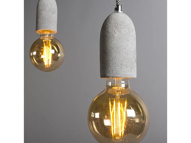 Suspension industrielle béton 2 lumières - Cava 2