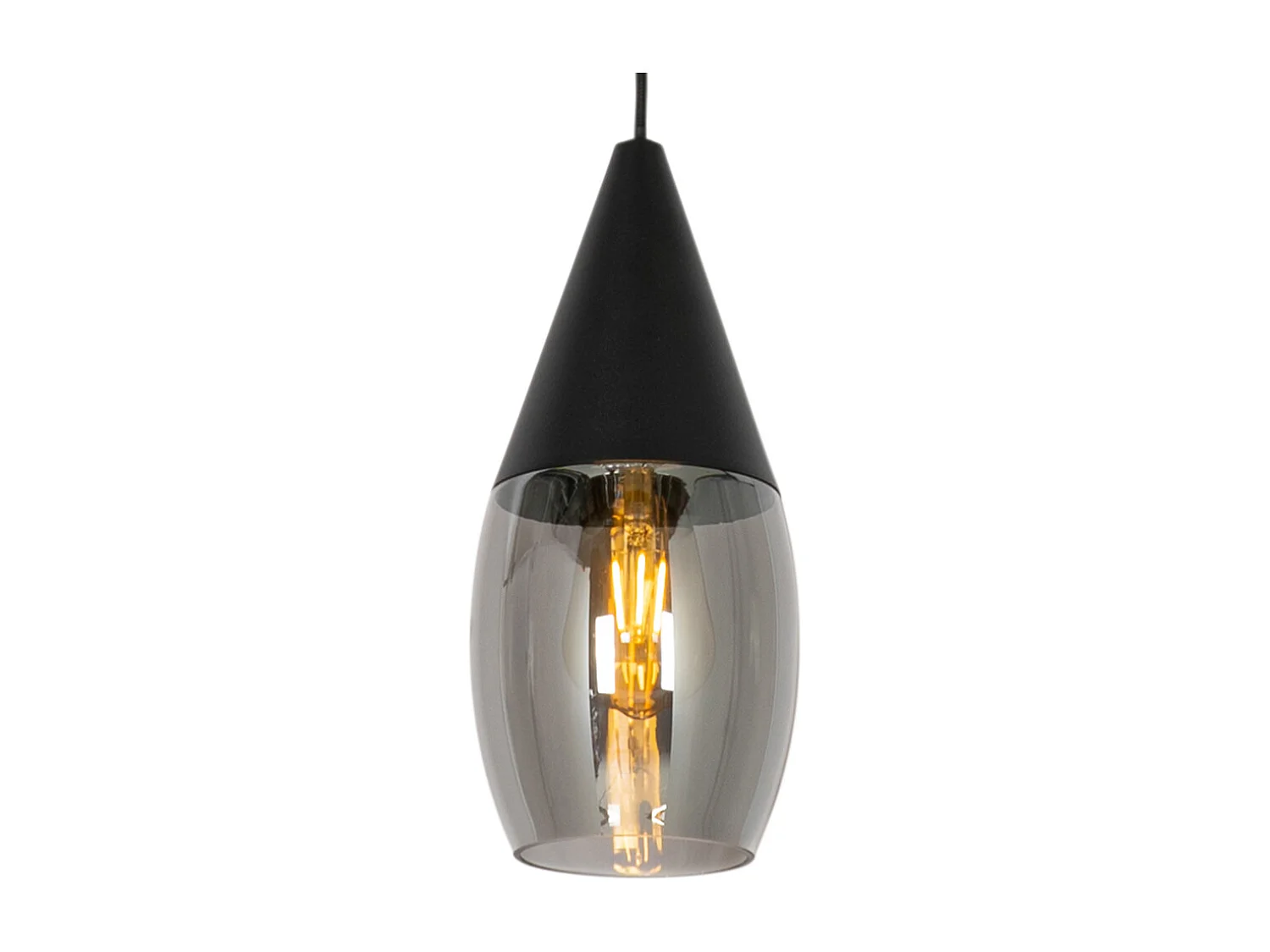 Lampe à suspension moderne noire avec verre fumé - Drop