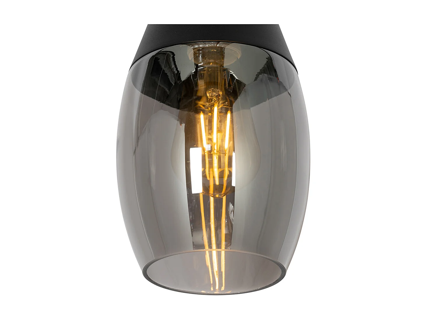 Lampe à suspension moderne noire avec verre fumé - Drop