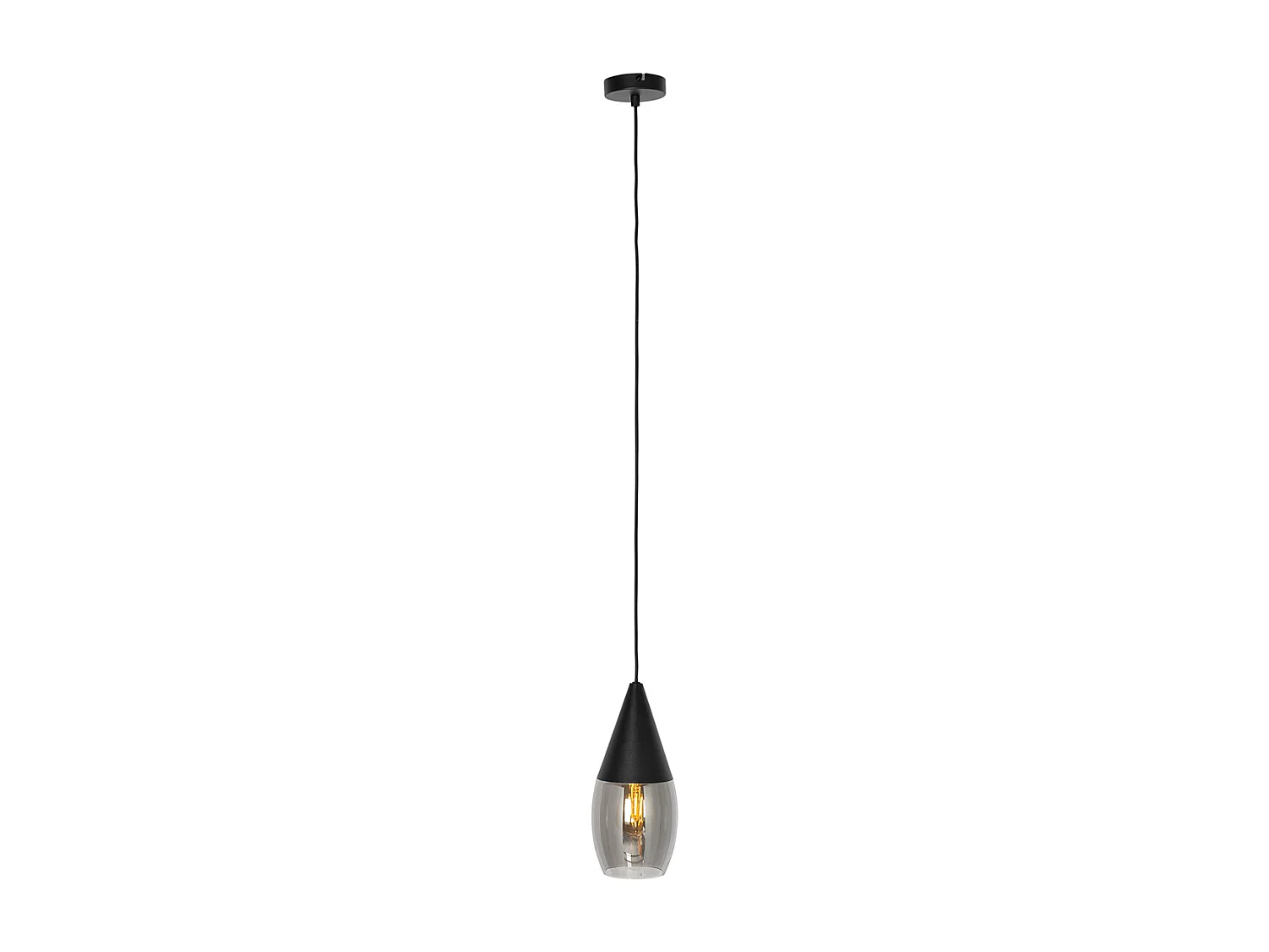 Lampe à suspension moderne noire avec verre fumé - Drop