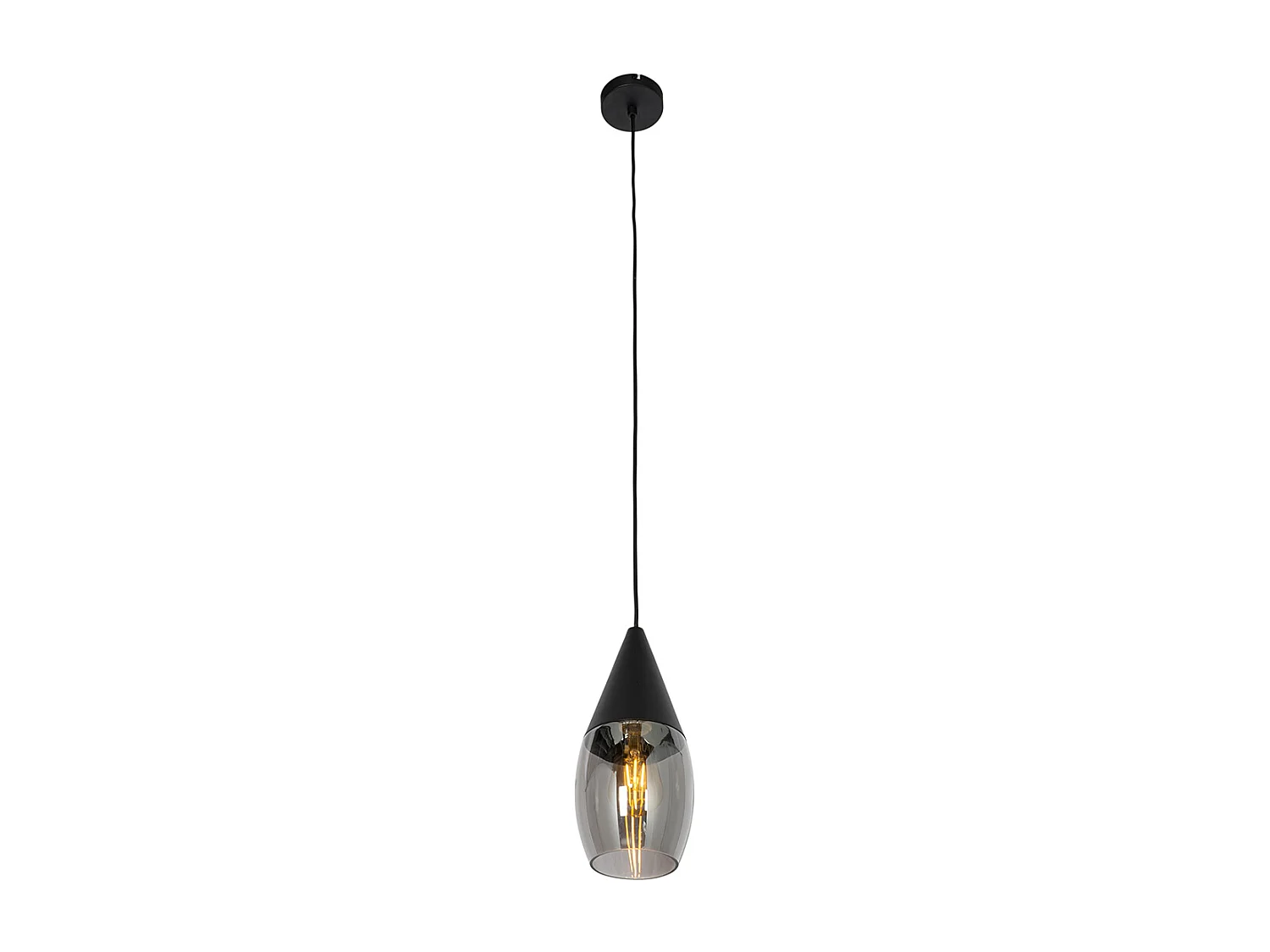 Lampe à suspension moderne noire avec verre fumé - Drop