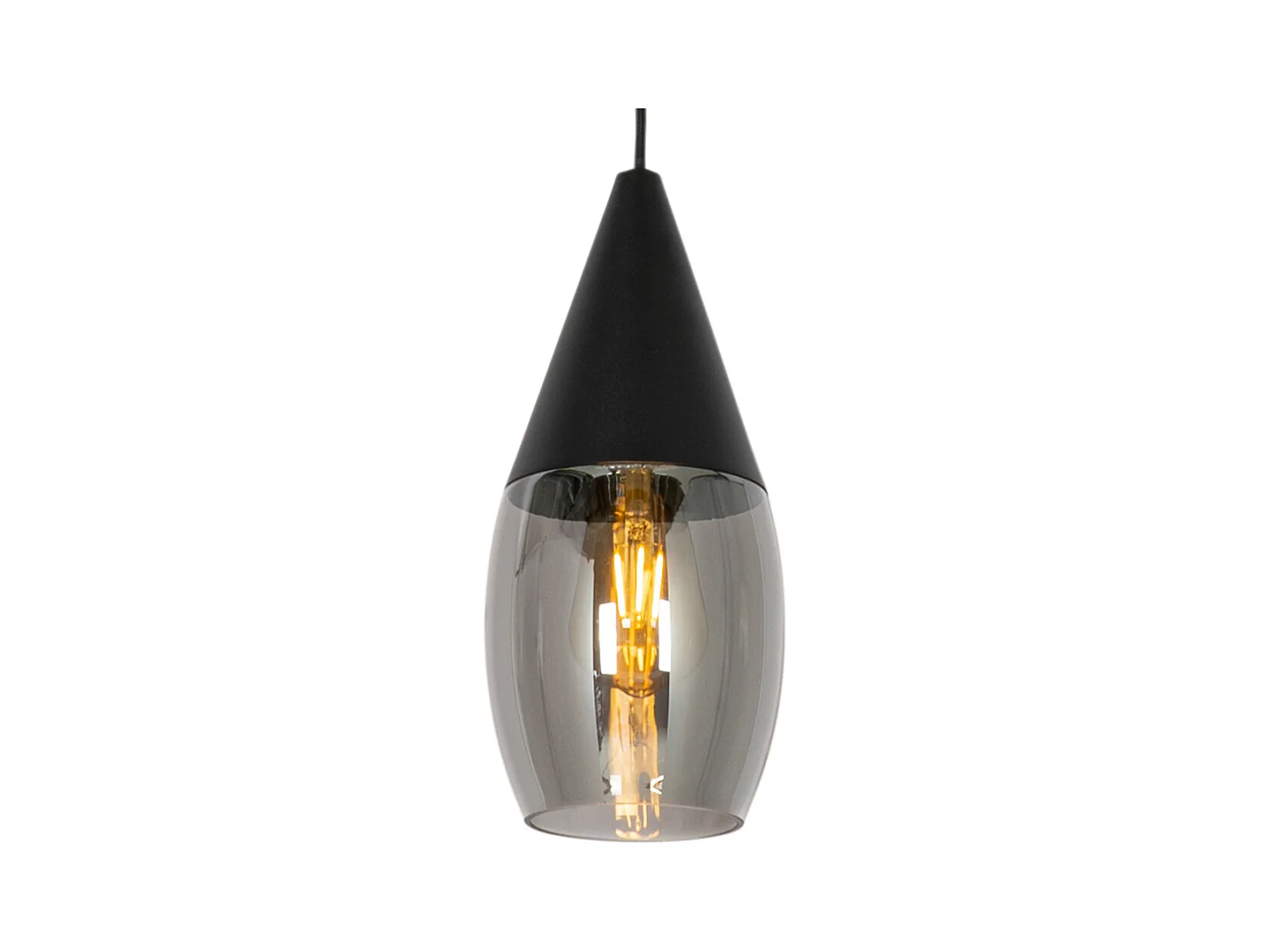 Lampe à suspension moderne noire avec verre fumé - Drop