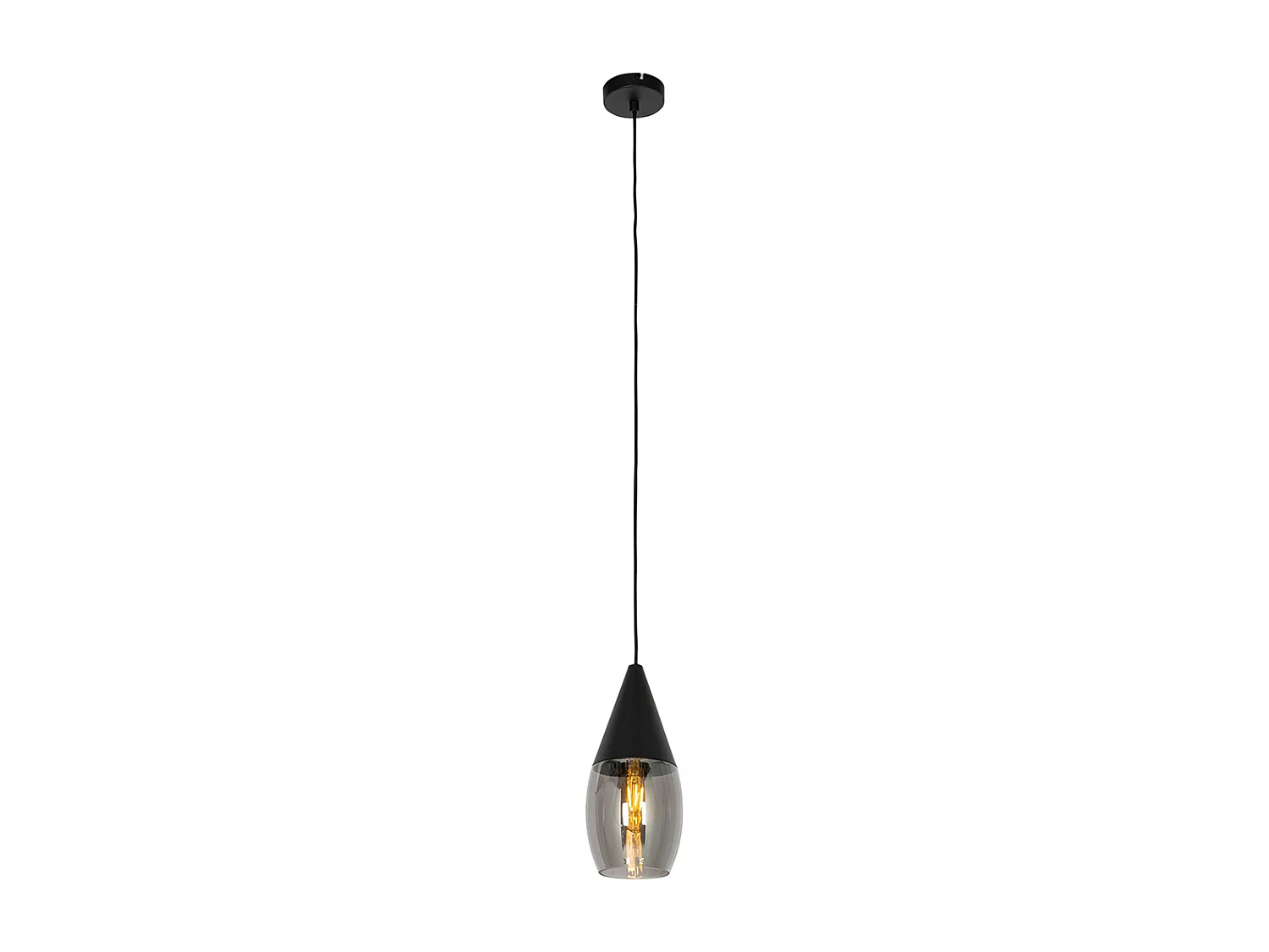 Suspension moderne noire avec verre fumé - Drop
