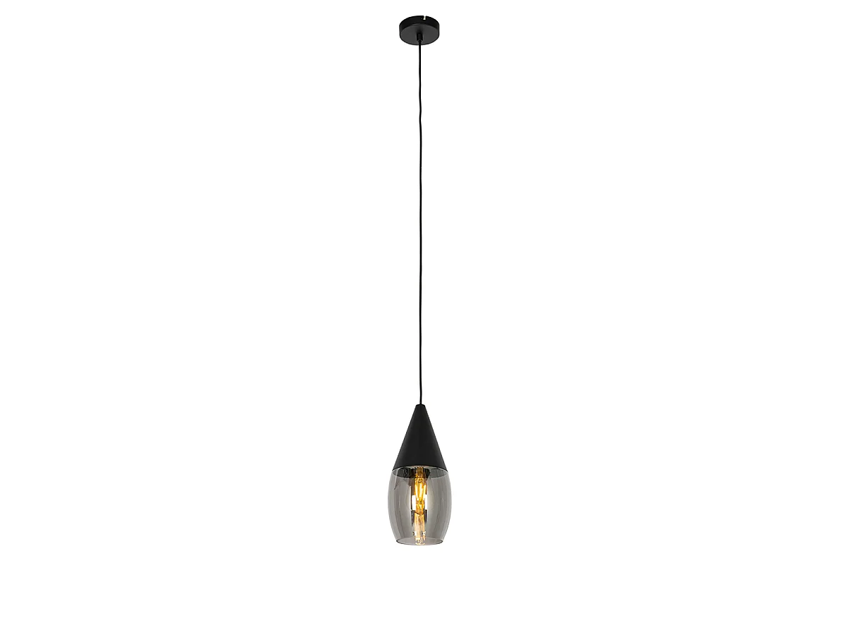 Suspension moderne noire avec verre fumé - Drop