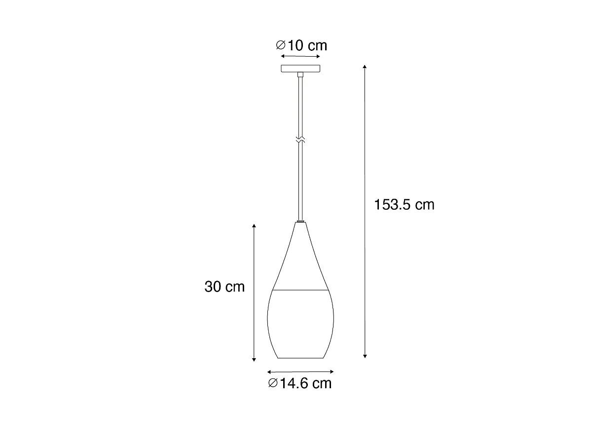 Suspension moderne noire avec verre fumé - Drop