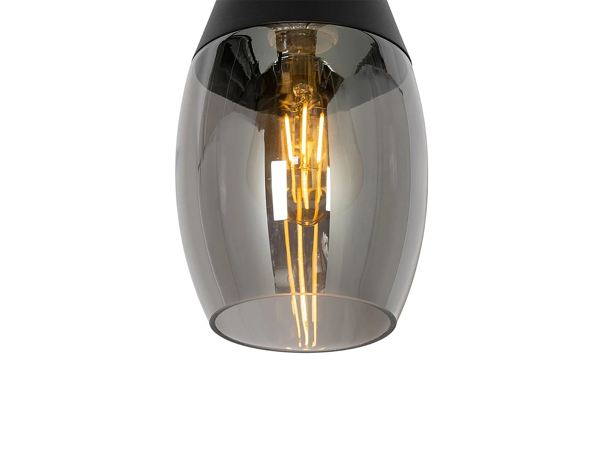 Suspension moderne noire avec verre fumé - Drop