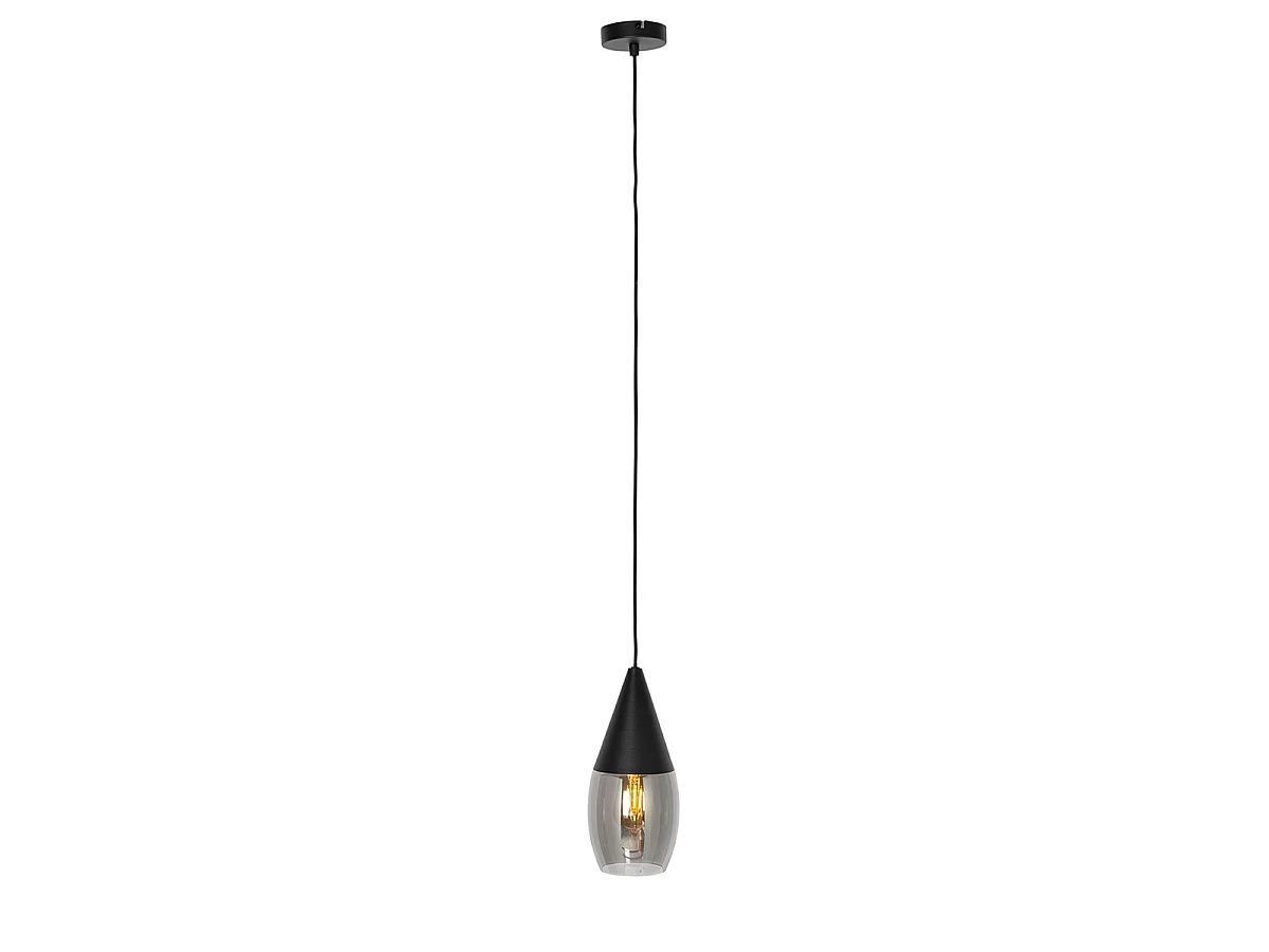 Suspension moderne noire avec verre fumé - Drop