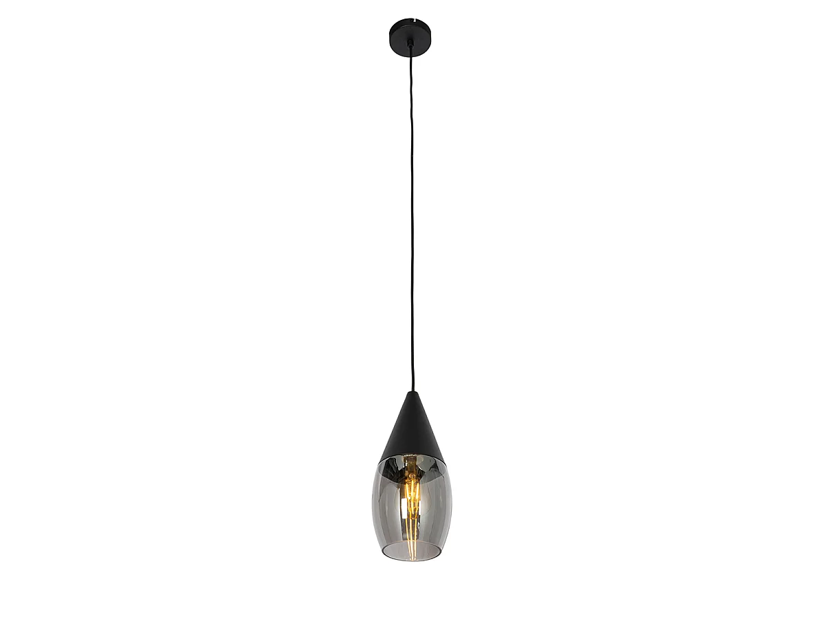 Suspension moderne noire avec verre fumé - Drop