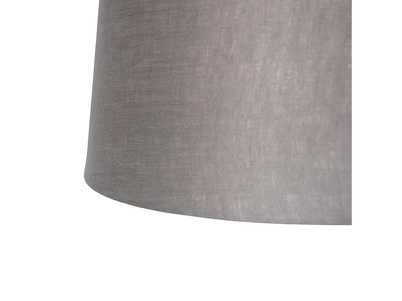Suspension noire avec abat-jour en lin gris foncé 35 cm 2 lumières - Blitz