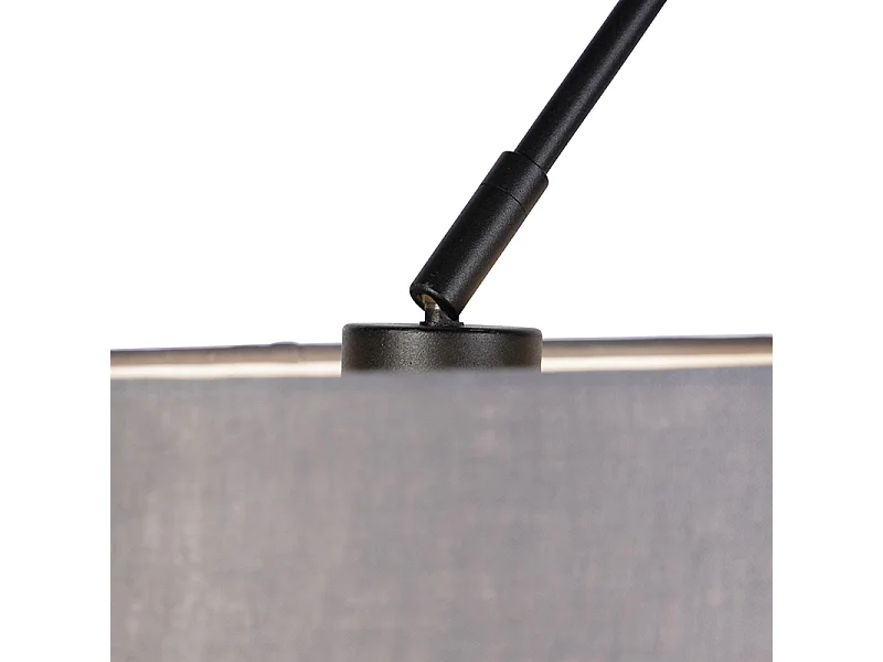 Suspension noire avec abat-jour en lin gris foncé 35 cm 2 lumières - Blitz