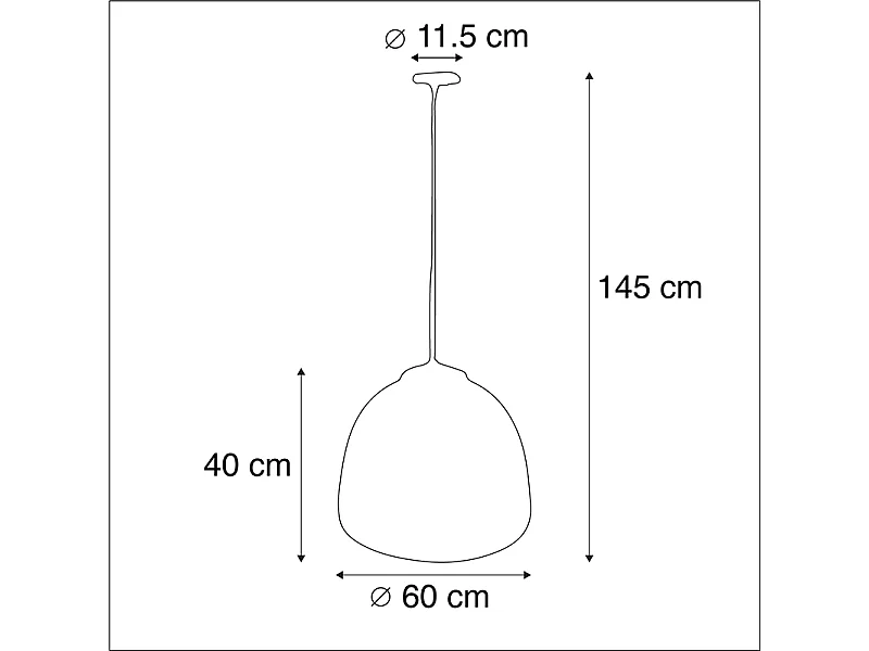 Suspension noire avec intérieur laiton 60 cm - Hoodi