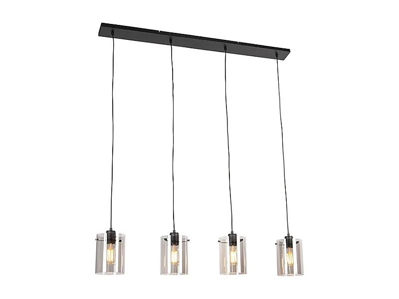 Suspension design noire avec verre fumé 4 lumières - Dome
