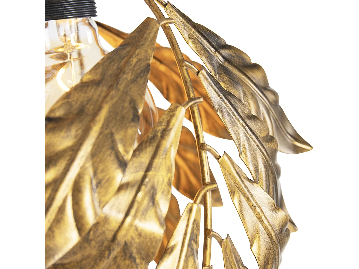 Suspension vintage or antique ronde 3 lumières - Tilleul