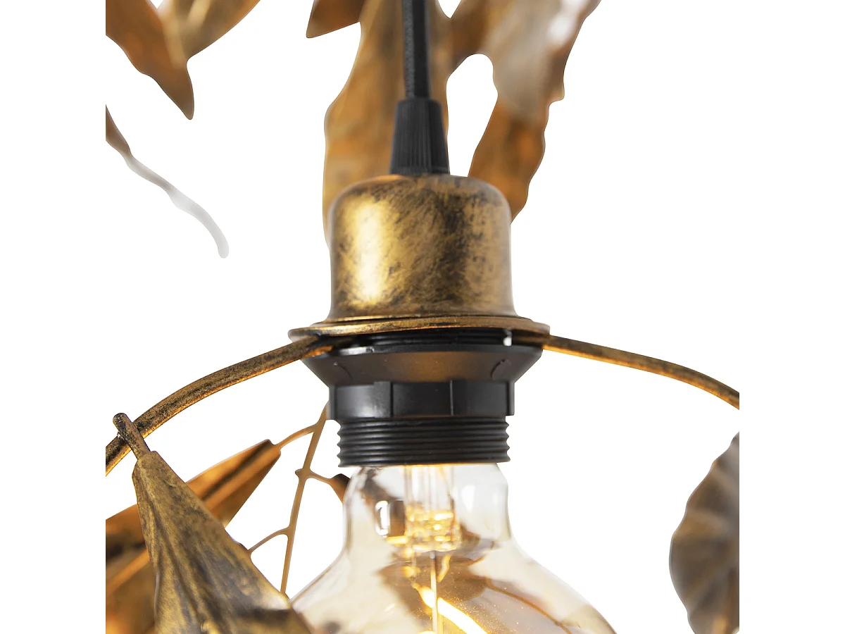 Suspension vintage or antique ronde 3 lumières - Linden