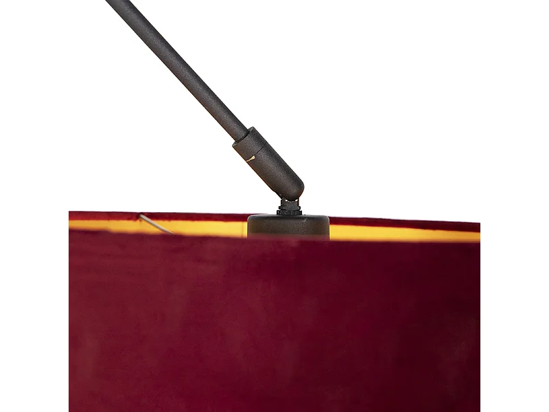 Suspension avec abat-jour en velours rouge avec or 35 cm - Blitz I noir